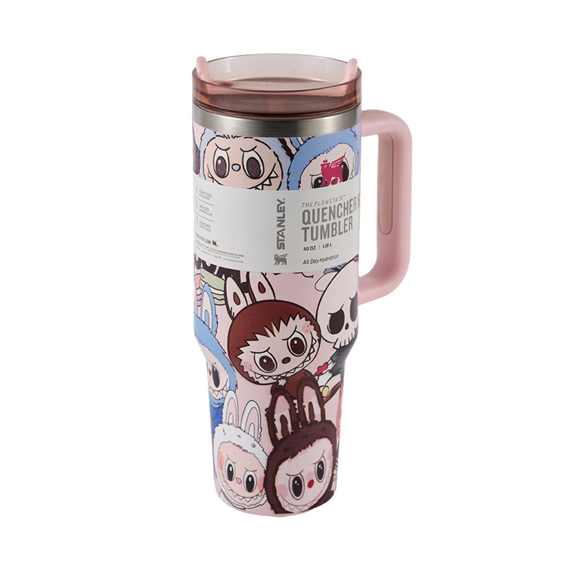 Taza de viaje para coche de acero inoxidable con aislamiento al vacío y impresión 3D de 1200 ml