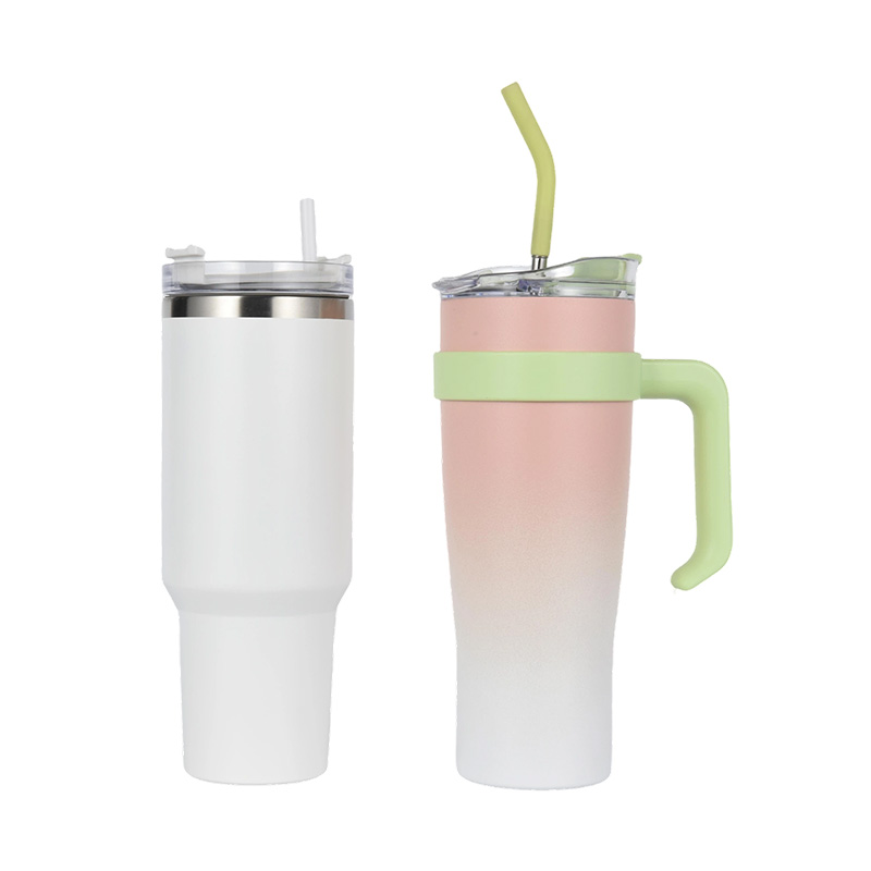 Taza de viaje para coche de acero inoxidable con aislamiento de color degradado de 1200 ml
