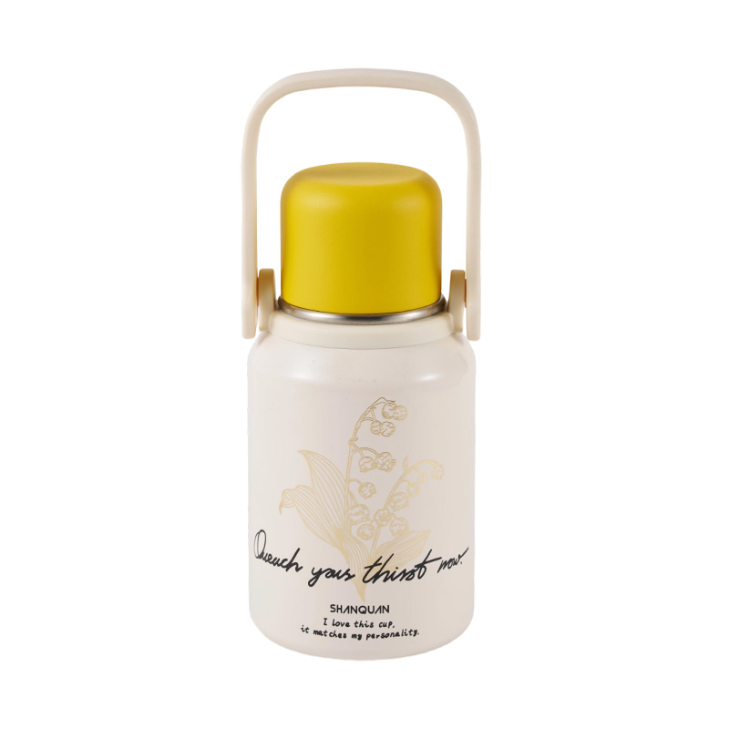 Botella de acero inoxidable con aislamiento al vacío para niños portátil con diseño floral