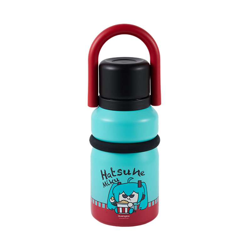 Botella de acero inoxidable aislada para niños con estampado de caracteres de 400 ml