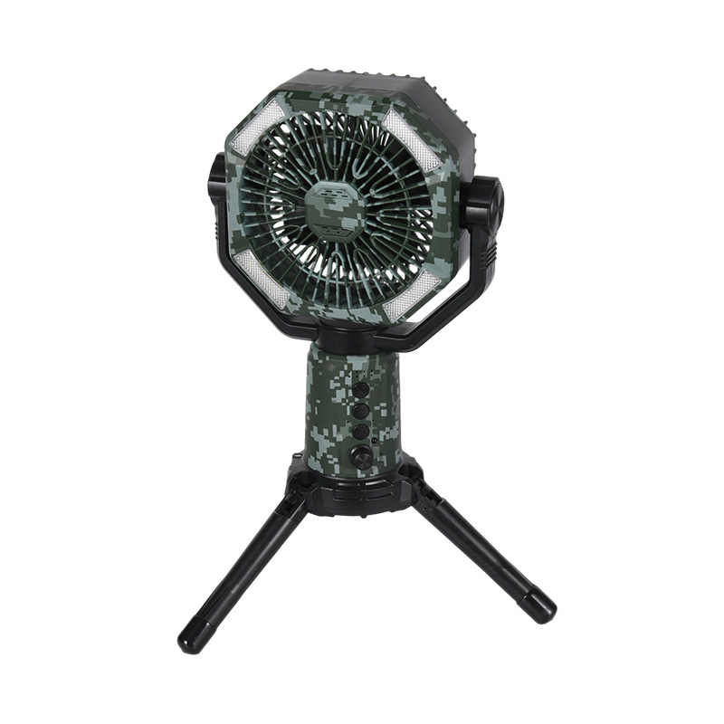 Ventilador de camping portátil con luz LED integrada