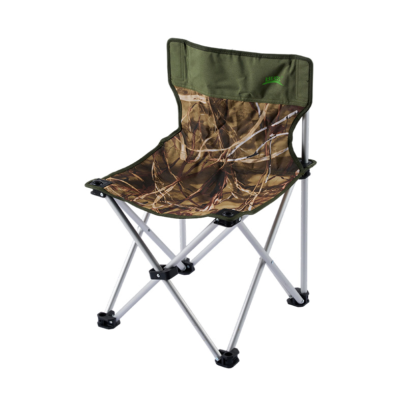 Silla de camping portátil de camuflaje con estructura metálica